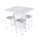 Ver imagem 2 de Conjunto Mesa e 4 Bancos Estofados Verona Branco/Preto