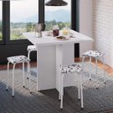 Ver imagem 1 de Conjunto Mesa e 4 Bancos Estofados Verona Branco/Preto