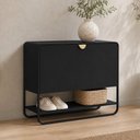 Ver imagem 3 de Sapateira Vertical Aparador 93cm Orgânica Industrial Alek A03 Nero Preto - Lyam Decor