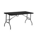 Ver imagem 1 de Mesa Dobrável Preta de Plástico Portátil com Alça Leve para Camping Praia Churrasco 152x70cm