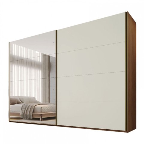 Guarda Roupa Samara 2 Portas Flutuantes 100 MDF com 01 Espelho - Móveis Europa