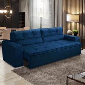 Sofá Retrátil e Reclinável 2 Lugares com Molas 1,50m Vanessa Suede Azul Rover & Beato