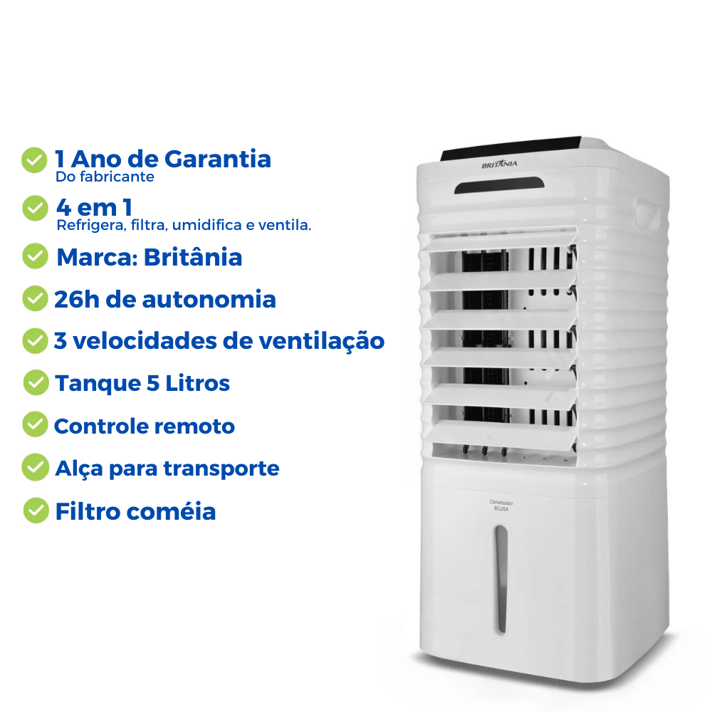 Climatizador Ar Frio 4 em 1 Ventilador Umidificador Controle - 4