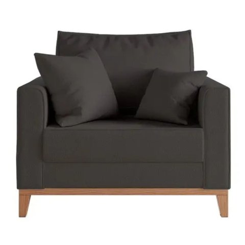 Kit 02 Poltrona Decorativa Beny Pés Base em Madeira Suede Cor:preto