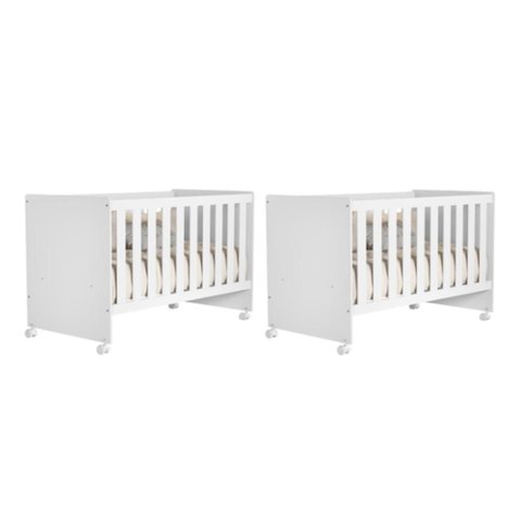 Kit Gêmeos Berço Americano Tico Branco Brilho - Reller Móveis