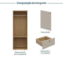 Módulo 45x120 3 Gavetas 1 Porta Frame Cabecasa madeiramadeira - 3