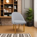 Ver imagem 4 de Cadeira Decorativa Estofada para Sala Recepção Cozinha Lua Star Veludo Cinza Claro do Lar Móveis e D