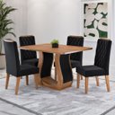 Ver imagem 1 de Conjunto Sala de Jantar Serenata Mesa 120x80cm e 4 Cadeiras Iza Mel/preto - Casa Giulia