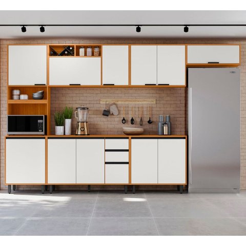 Cozinha Completa Modulada 6 Peças 340cm Ravena Poliman Móveis