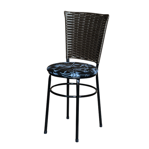 Conjunto 4 Cadeiras Preta para Cozinha Hawai Café com Assento Estampado:floral Preto