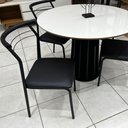 Ver imagem 5 de Mesa Jantar Redonda 105cm Mdf com 4 Cadeiras Estrutura Aço Cor:off White e Preto