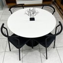 Ver imagem 4 de Mesa Jantar Redonda 105cm Mdf com 4 Cadeiras Estrutura Aço Cor:off White e Preto