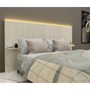 Ver imagem 2 de Cabeceira Extensível Ripado com Led Requinte Off White - Gelius Móveis