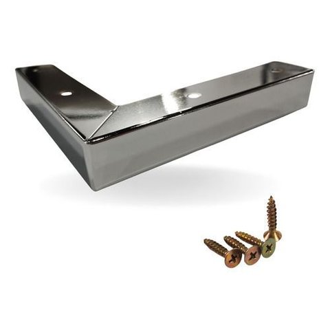 Kit C/ 4 Pés Cantoneira Lc em Aço Cromado 3cm Alt. para Sofá Cromado