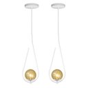 Ver imagem 1 de Kit 2 Pendentes Lustre On Drop Branco Globo de Vidro Âmbar