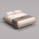 Ver mais imagens de Cama Box Casal Osaka Flutuante Estilo Japonesa 138x188 Base Estofada Bouclê Capuccino - Desk Design