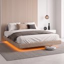Ver imagem 1 de Cama Box Casal Osaka Flutuante Estilo Japonesa 138x188 Base Estofada Bouclê Capuccino - Desk Design