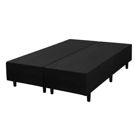 Base Cama Box Queen Reforçada 158x198x40cm Preto Madeira Maciça Eucalipto Suporta 120kg por Pessoa