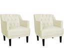 Ver imagem 1 de Kit 2 Poltronas Decorativa Alice Couro Bege Pés Madeira Ms Decor