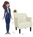 Ver imagem 3 de Kit 2 Poltronas Decorativa Alice Couro Bege Pés Madeira Ms Decor
