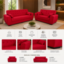 Ver imagem 3 de Conjunto de Sofas 2 e 3 Lugares Berlim Vermelho Masterflex