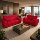 Ver imagem 5 de Conjunto de Sofas 2 e 3 Lugares Berlim Vermelho Masterflex