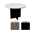 Ver imagem 1 de Mesa de Reunião Redonda 110x110cm Pé Painel Pe25 em MDP Cor Walnut e Base Preta