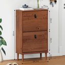 Ver imagem 2 de Armário de Sapatos Estreita Retrô 12 Pares Madeira Castanho Verniz Mikka Idimex