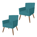 Ver imagem 2 de Jogo 2 Poltronas Estofadas Para Quarto Closet Onix Suede Azul Turquesa - LM DECOR