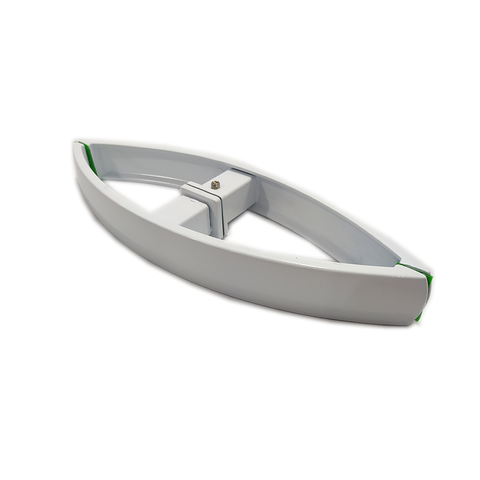 Puxador curvo com 1 furo 27cm para porta de vidro e portão - Branco