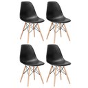 Ver imagem 1 de Kit 4 Cadeiras Charles Eames Eiffel Dsw - Base de Madeira Clara - Preto