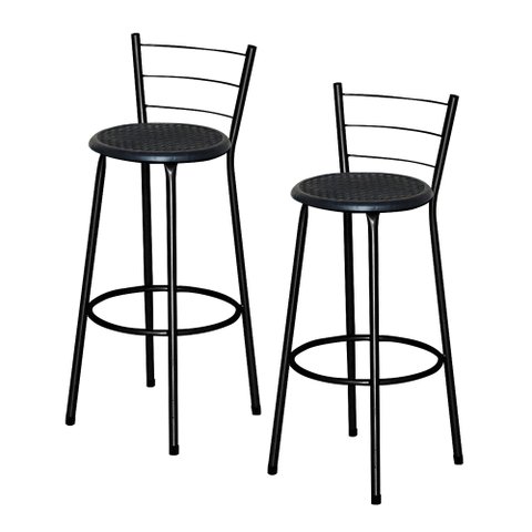 2 Banquetas Alta Epoxi Preta Cristal:preto