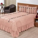 Ver imagem 1 de Kit Cobre Leito Casal Queen Lisse 03 Peças Colcha Salmão