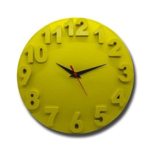 Relógio de Parede Redondo Alto Relevo 3d 30cm Delta Phr001 Amarelo