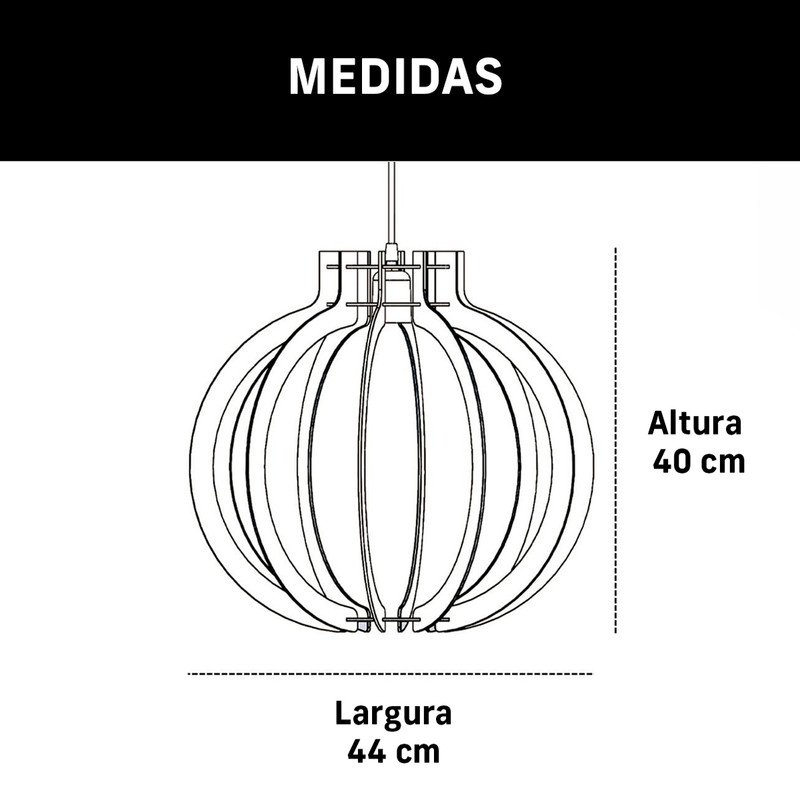 Kit Luminária Lustre Pendente Madeira E27 44x40cm com Lâmpada Retrô Cor:café - 6