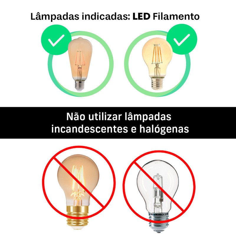 Kit Luminária Lustre Pendente Madeira E27 44x40cm com Lâmpada Retrô Cor:café - 8