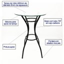 Ver imagem 2 de Jogo de Mesa Laura Bistrô Altura 92cm com Vidro + 2 Banquetas Cozinha Bar Altura 65cm Redonda Cor Pr