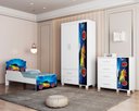 Ver imagem 1 de Quarto Infantil Completo Adesivado Cama-comoda-guarda Roupas:carro Azul 75