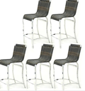 Ver imagem 1 de Kit 5 Banquetas Haiti - Cadeira Alta - Alumínio + Fibra Junco Sintético