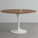 Ver imagem 3 de Mesa de Jantar Tulipa Saarinen Redonda 100 Cm Tampo Imbuia Base Branca Linn Design Decor Mesa de Jan