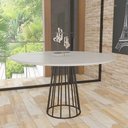 Ver imagem 1 de Mesa de Jantar Cozinha Redonda Base Cone Dourada Tampo 1.10 Cm Vidro Branco