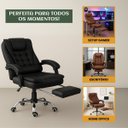 Ver imagem 5 de Cadeira Escritório Itália Preta Presidente Couro Sintético Encosto Trava