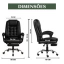 Ver imagem 2 de Cadeira Escritório Itália Preta Presidente Couro Sintético Encosto Trava