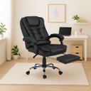 Ver mais imagens de Cadeira Escritório Itália Preta Presidente Couro Sintético Encosto Trava