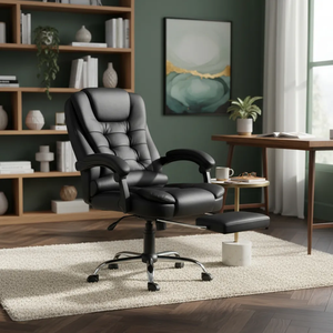 Cadeira Escritório Itália Preta Presidente Couro Sintético Encosto Trava