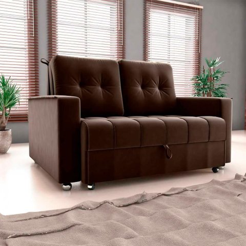 Sofá Cama Reclinável 2 Lugares com Almofadas 140 Lag Drika Matrix