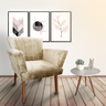 Poltrona Santa Rita Suede Pés Palito Bege _ Visammer Decor - 1