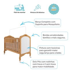 Quarto de Bebê com Guarda Roupa Cômoda Encanto e Berço Harmonia Permóbili Baby Nature/branco Guarda - 4