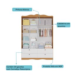 Quarto de Bebê com Guarda Roupa Cômoda Encanto e Berço Harmonia Permóbili Baby Nature/branco Guarda - 8