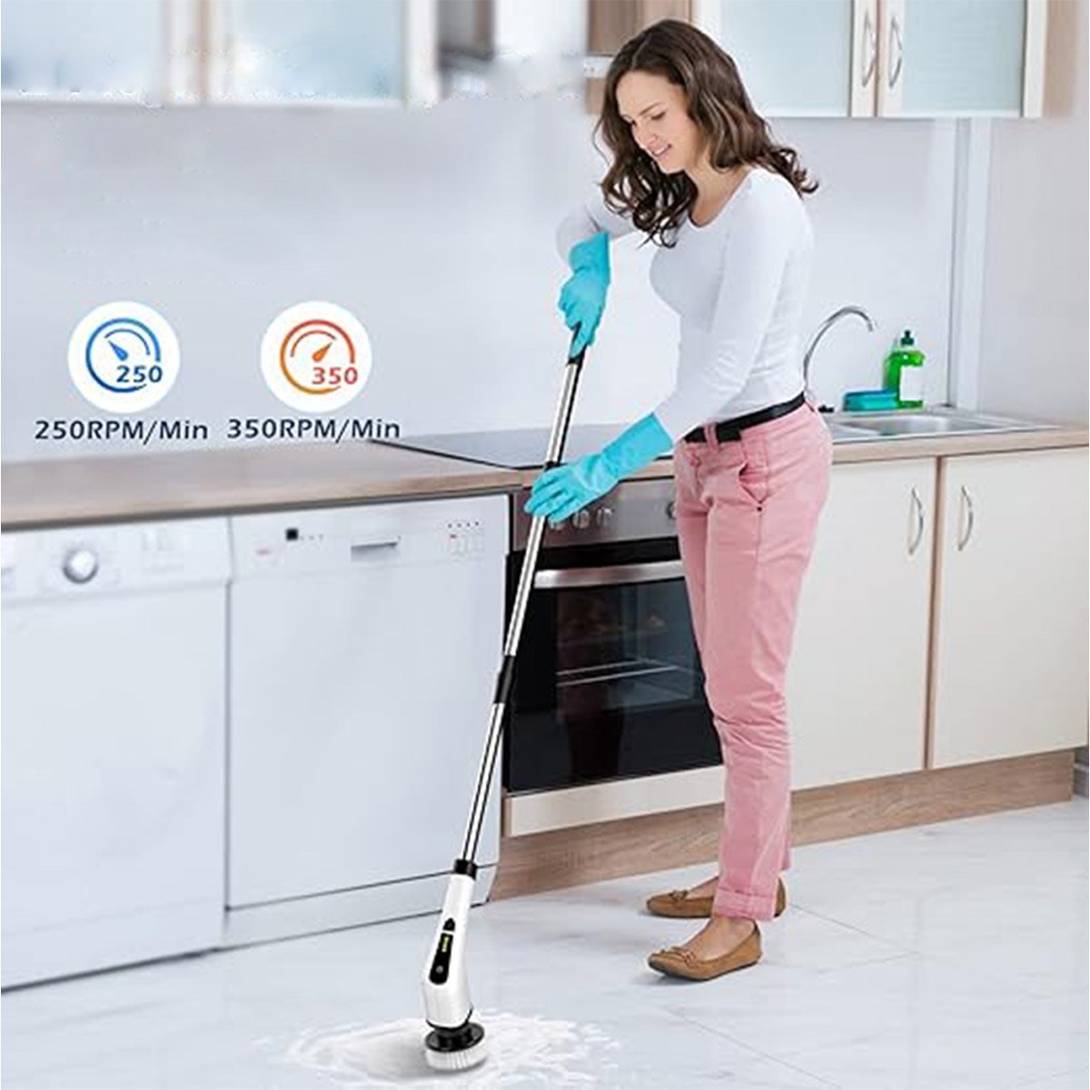 Escova de Limpeza Eletrica sem Fio 25w Bateria Recarregavel Potente  Giratorio Esfregao Limpeza Sujei | MadeiraMadeira